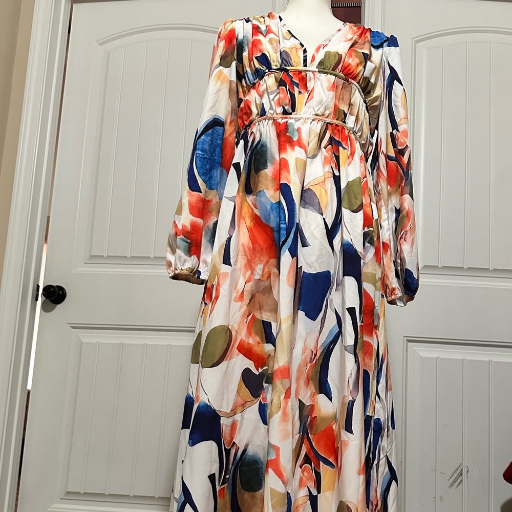 Free flowing floral maxi dress size large, no stretch - Picture 12 of 12